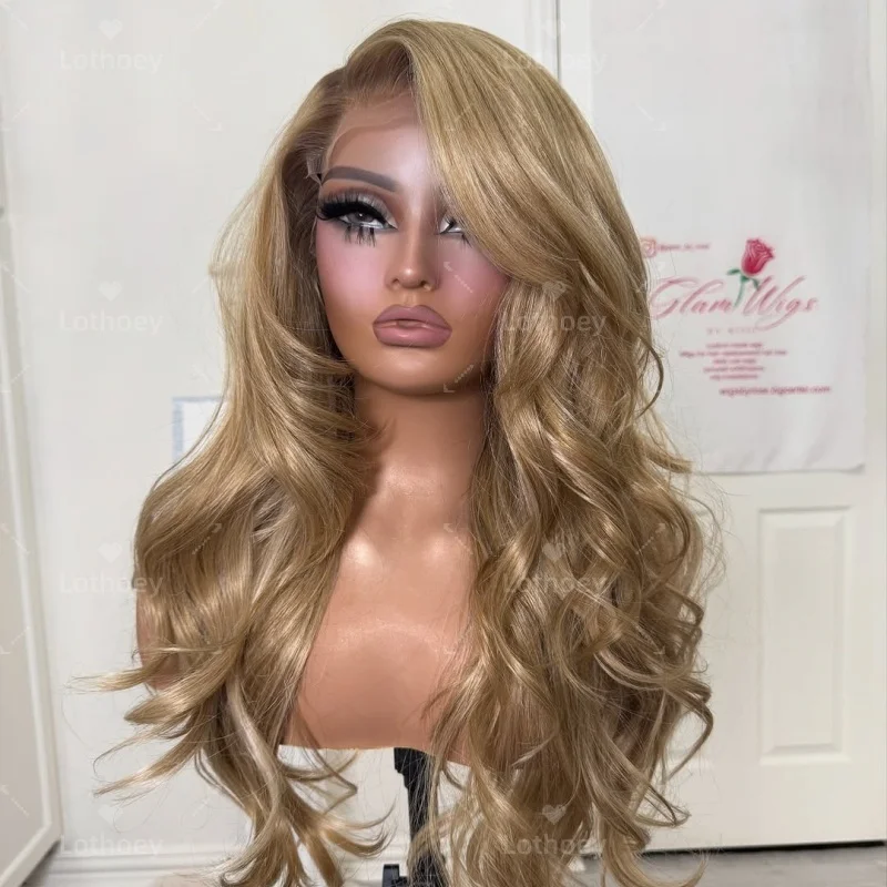 옴브레 허니 골든 블론드 바디 웨이브 체스트넛 브라운 루즈 웨이브 13x4 레이스 프론트 100% 인모 가발 프리플럭 풀 레이스