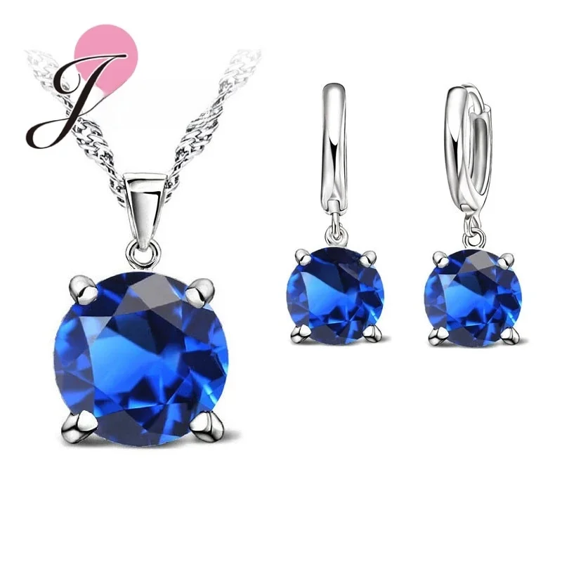 Sprzedam zestawy biżuterii ze srebra próby 925 4 pazury cyrkonia wisiorek naszyjnik kolczyk w kształcie koła dla kobiet eleganckie Charms Pin — zdjęcie 2