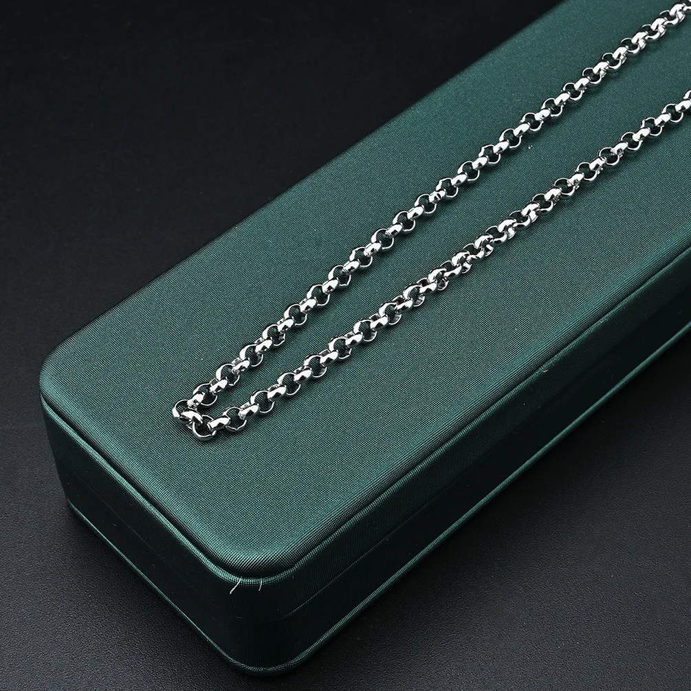 HIYEE بسيط موضة 2-5 مللي متر واسعة مربع الخرز NK سلسلة مستديرة القلائد للرجال النساء مجوهرات من صلب لا يصدأ 45-70 سنتيمتر طول