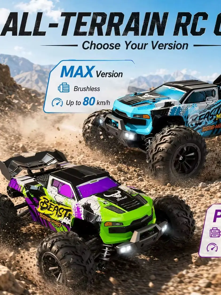 ZNLYRION 4WD RC Offroad-Auto SG116 SG316PRO MAX 1:16 40KM/H Hochgeschwindigkeits-2,4G-Ferngesteuerter Monster-Truck mit LED-Lichtern