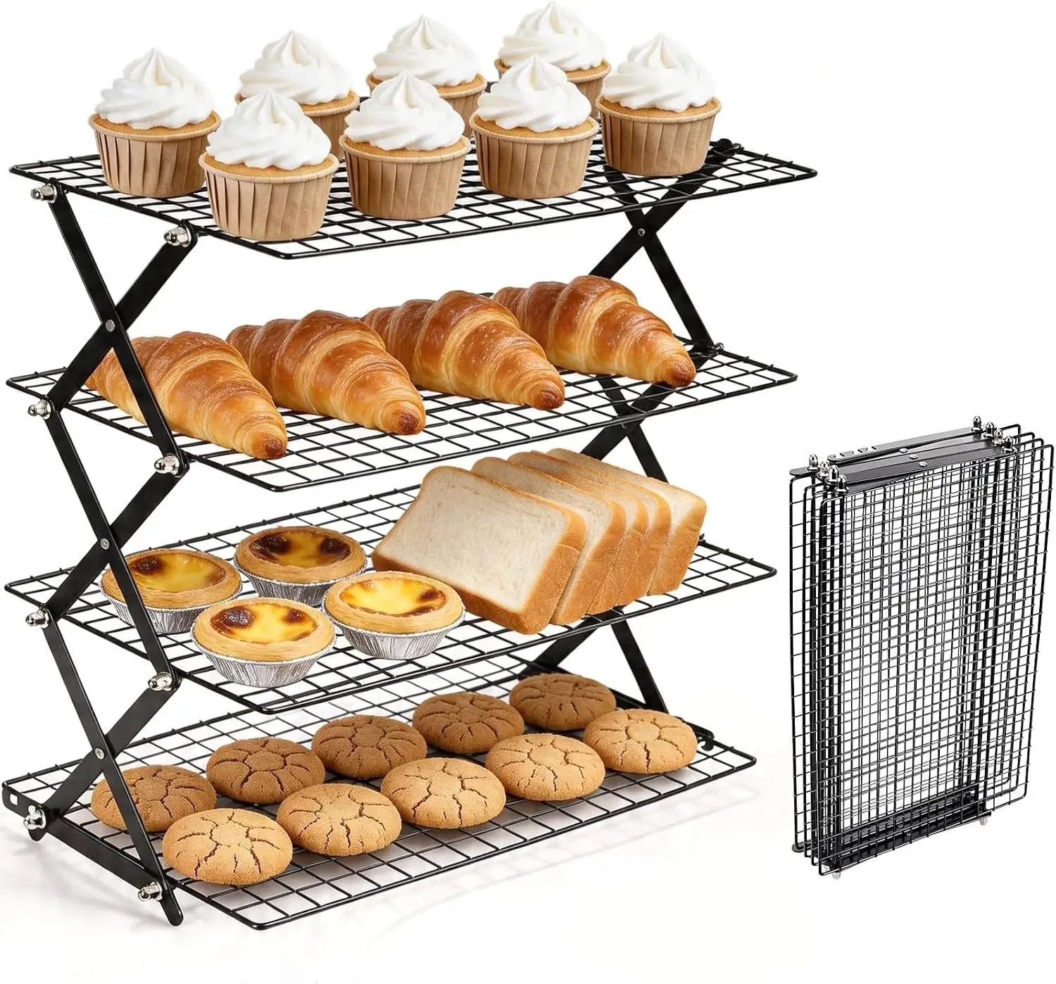 2/3/4/5 Tier Collapsible Cooling Rack Adjustable & Stackable Baking Rack,for Baking, Cookies, Bread, Gifts for Baking Must Haves
