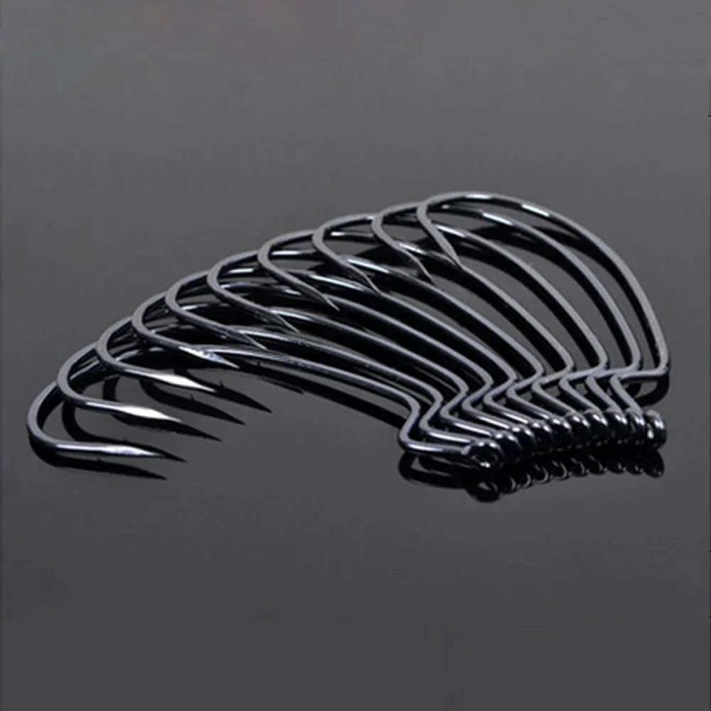 20 sztuk/zestaw Fishing Hook ze stali węglowej szeroki Crank Offset Fishhook dla miękka przynęta w kształcie robaka 5/0 #-1 # Bass Barbed Carp haczyki wędkarskie — zdjęcie 2