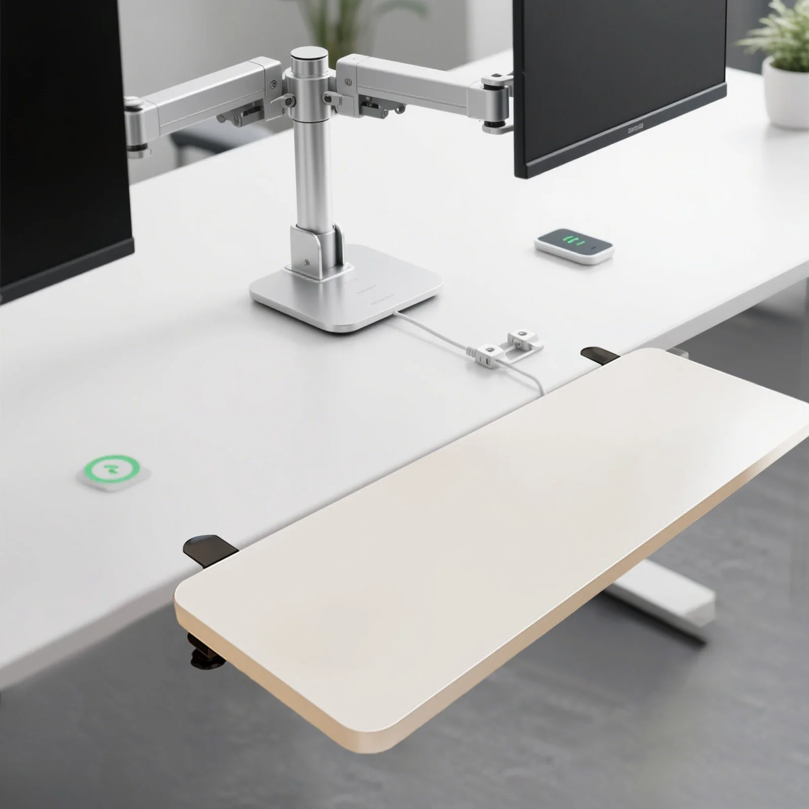 رف مكتب، لوحة مفاتيح، صينية مريحة، سهلة التركيب، منظم محطة العمل، مسند ذراع المكتب المنزلي، دعم المعصم #4