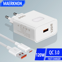 Total 120W GaN USB Charger Quick Charge 3.0 USB Phone Charger Adapter For iPhone Samsung Xiaomi Portable EU/US Plug Wall Charger