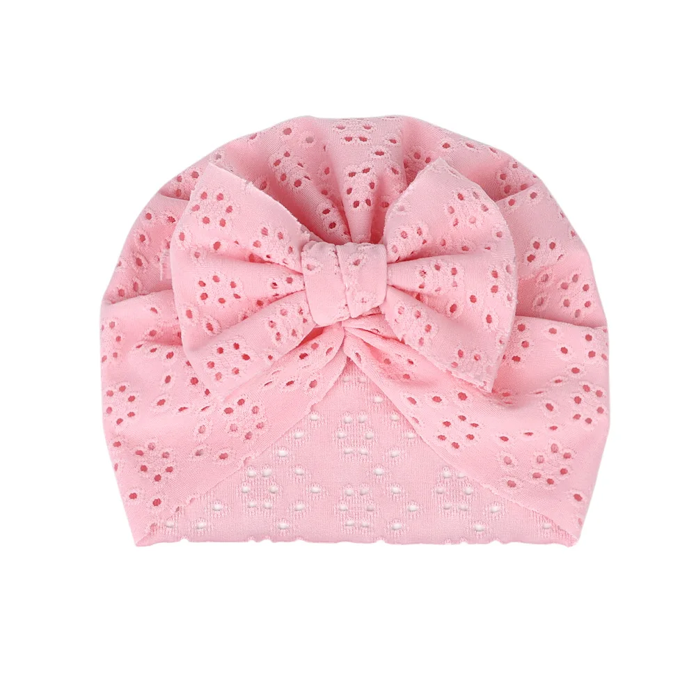 Baby Hair Accessories Lace Embroidery Hair Bow Babes Beanie Caps Bow Hat Girl Knotted Turban Head Wraps for Kids Girl Headband