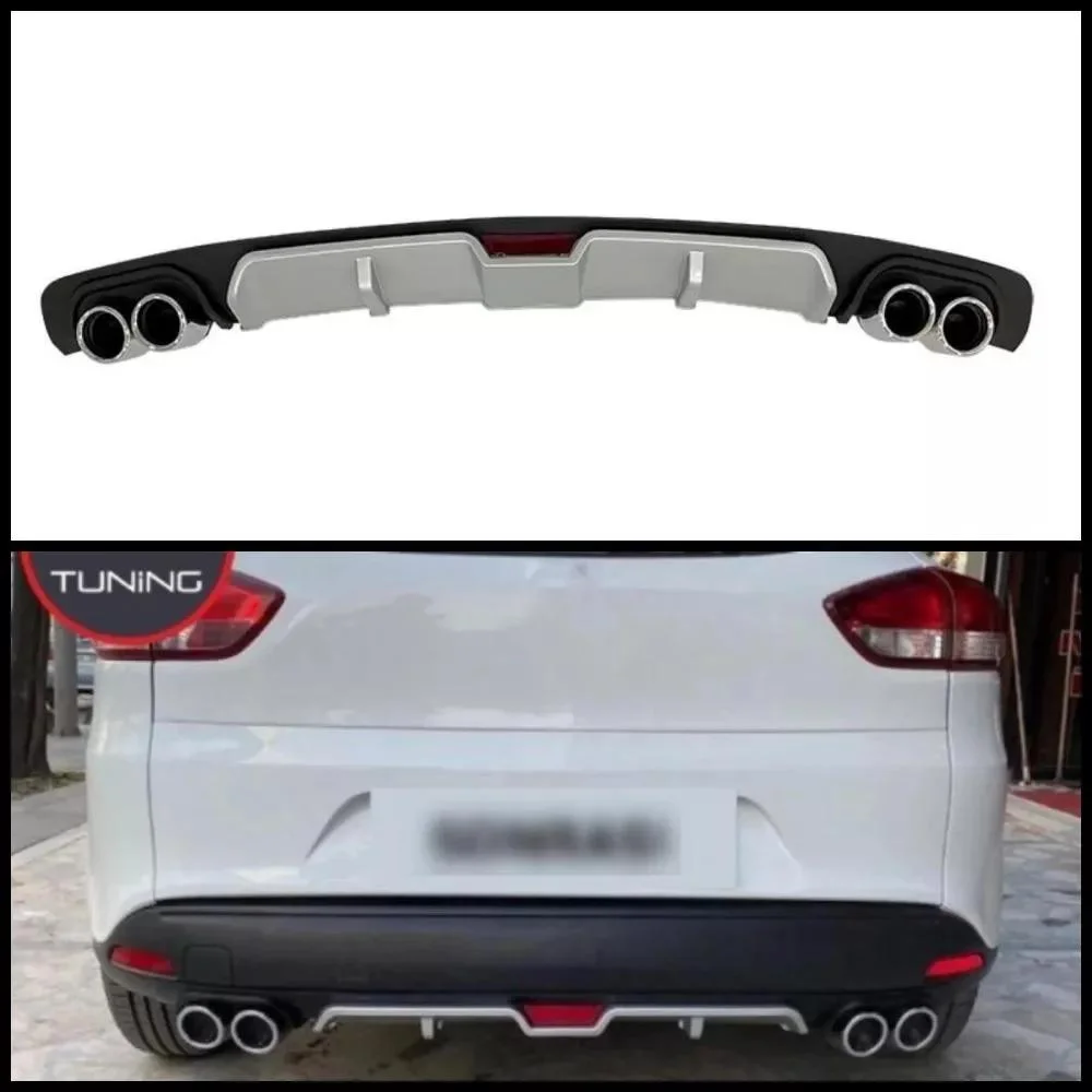 For Renault Clio 4 Sport Toruer Car Rear Bumper Diffuser Black ABS Plastic Car-Styling Spoiler Deflector Body Kit Splitter Lip