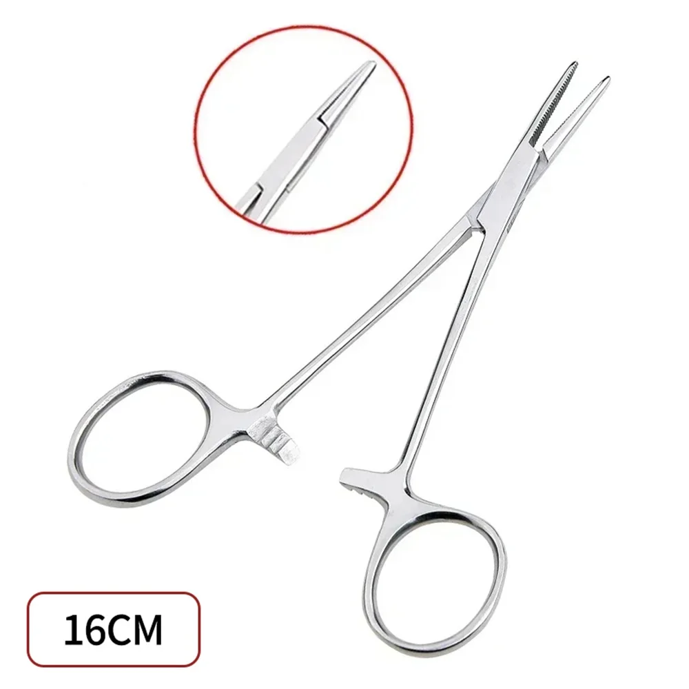 Stainless Steel Curved Tip and Straight Tip Forceps Lockin 12.5,16,18cm for Clip Pet Hair Clamp Fishing Plier Hand Tool