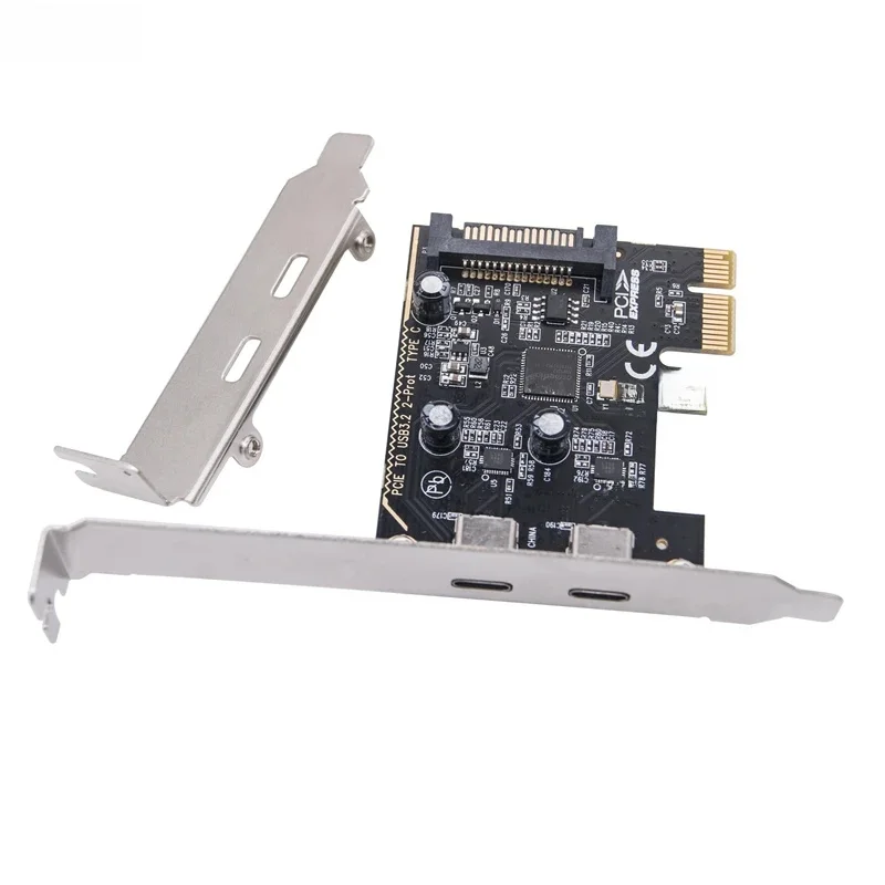Karta rozszerzeń PCIE na podwójną kartę typu C PCI Express X1 na 2 porty TYPE-C USB 3.2 GEN1 5 Gb/s Konwertuj kartę Riser ASM1042 Chip do komputerów stacjonarnych — zdjęcie produktu 7