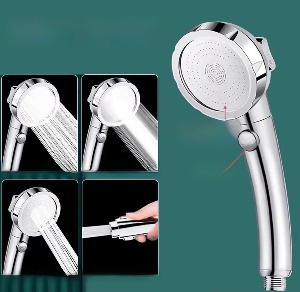 Pommeau de douche haute pression réglable, 4 Modes, arrêt à une touche, pulvérisateur d'économie d'eau, pomme de douche de bain à pluie, accessoires de salle de bains