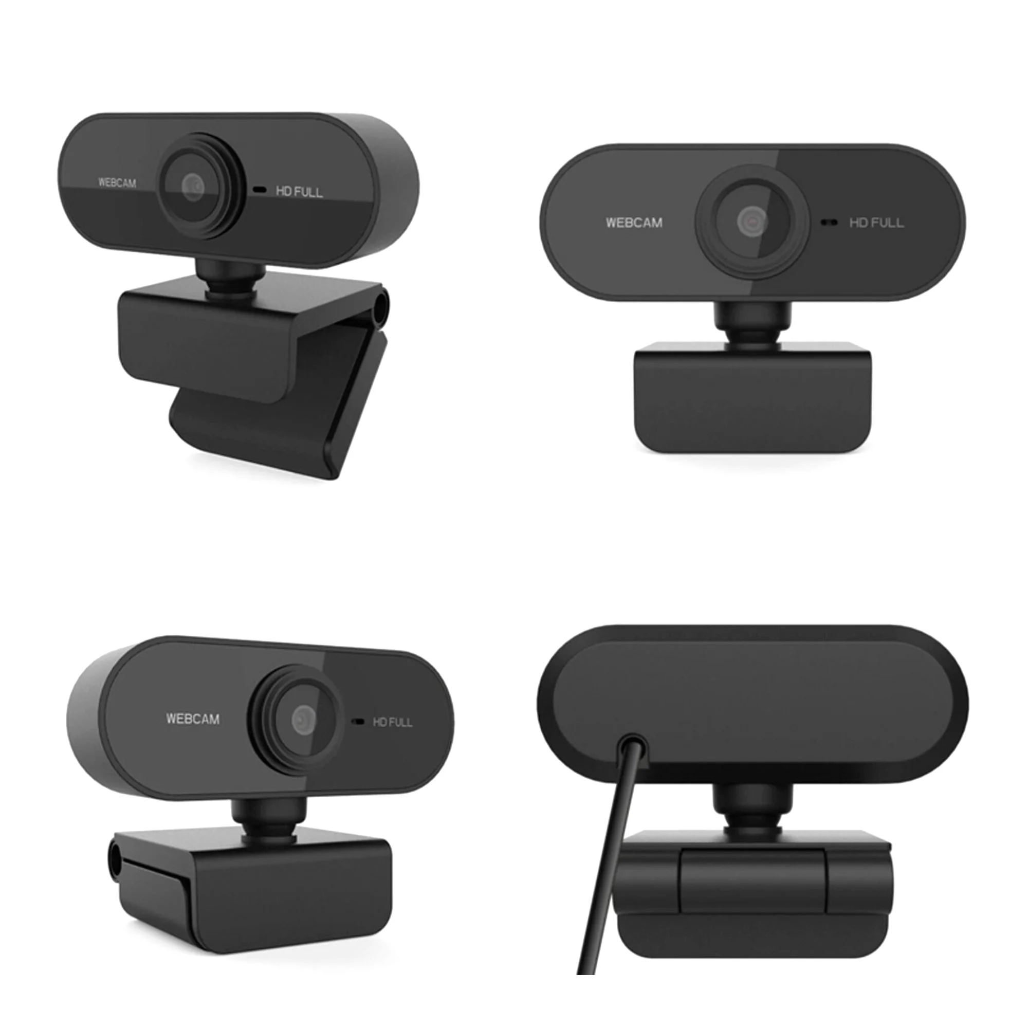 Webcam Full Hd 1080P Usb Mini Camera Computer C/Hinged Microphone for Lives, Video Transmissions