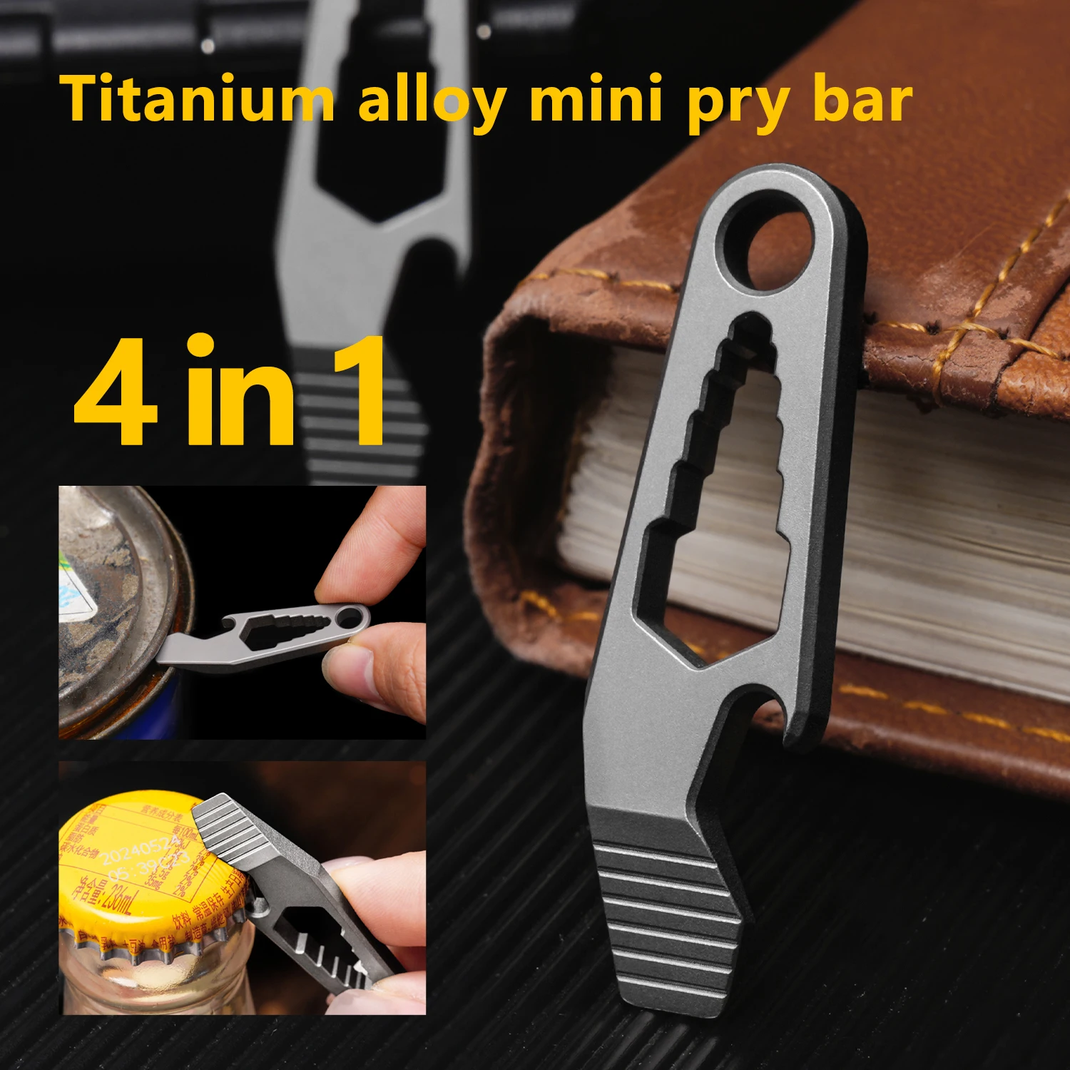 

Mini Titanium Alloy Pry Bar Bottle Opener Multifunctional EDC Tool Pocket Portable Keychain Decorative Small Pendant