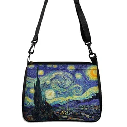 Van Gogh's Retro Starry Sky Painting Double-sided Printed Shoulder Bag, Women's Art Handbag Casual Crossbody Bag 5.21