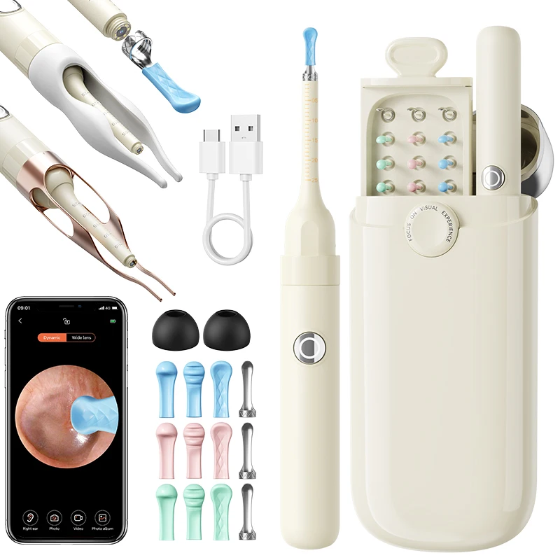 Visual Earwax Removal Kit with Ear Pick & Ear Tweezer, App-Connected Ear Cleaner Tool with Multiple Color-Coded Tips, All-in-One Ear Care Set for Daily Use, Christmas, Valentine's Day & Birthday Gifts.