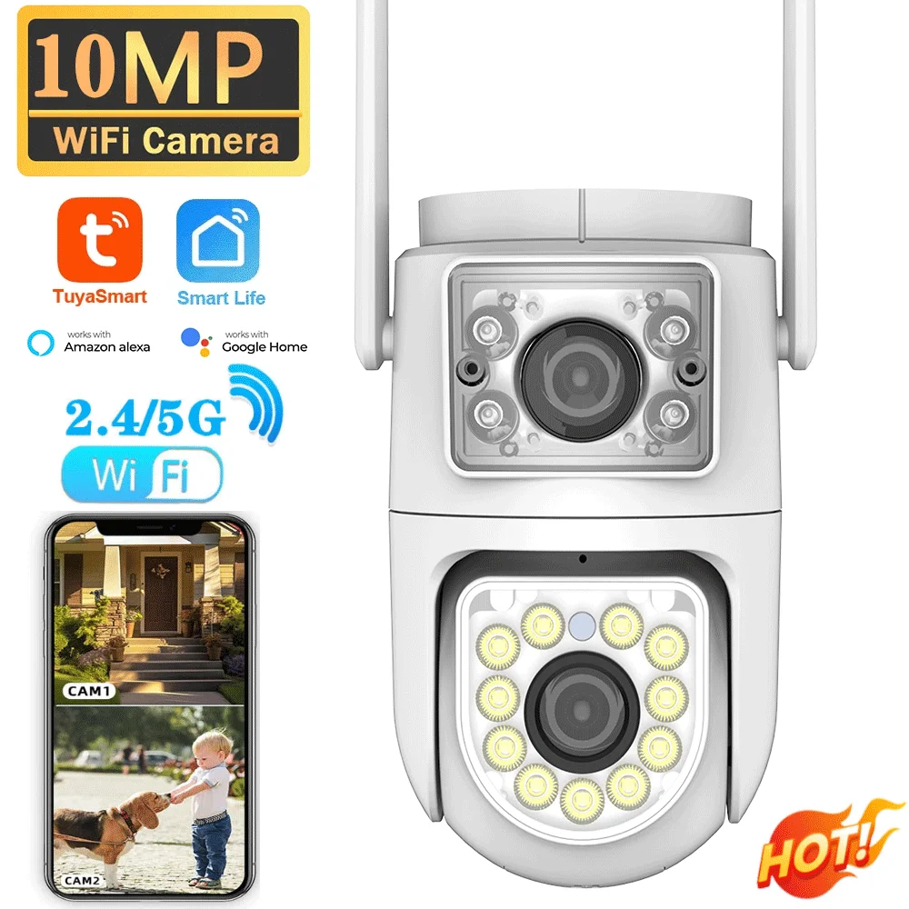 camera ip exterior de lente dupla com visao noturna vigilancia por video protecao de seguranca tela dupla wifi colorida ptz 4k 10mp 01