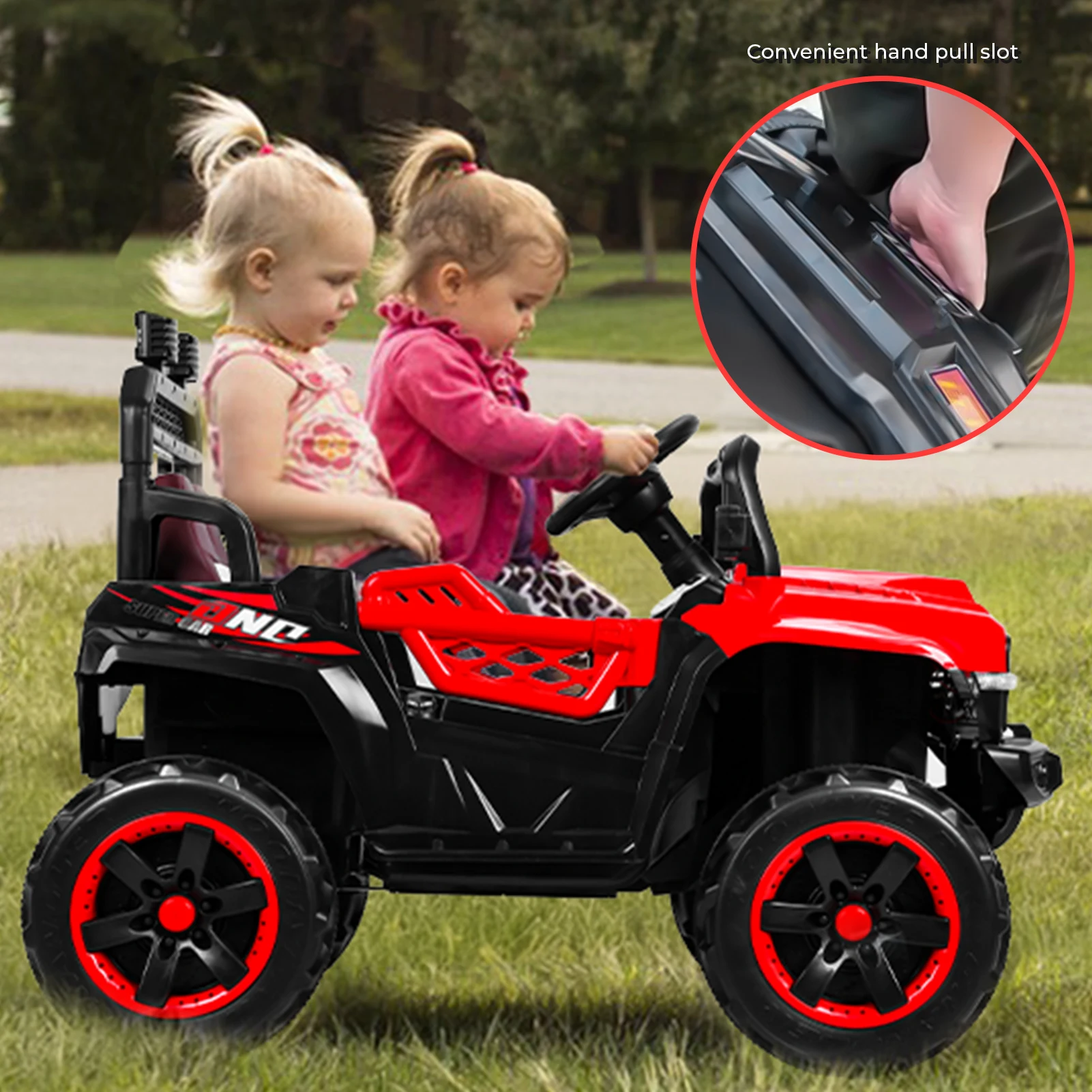 Vehículo ATV de 12V para niños, coche de juguete 4WD de 2 asientos, lado a lado, coche de juego ATV, coche eléctrico todoterreno, velocidad máxima de 3,5 MPH