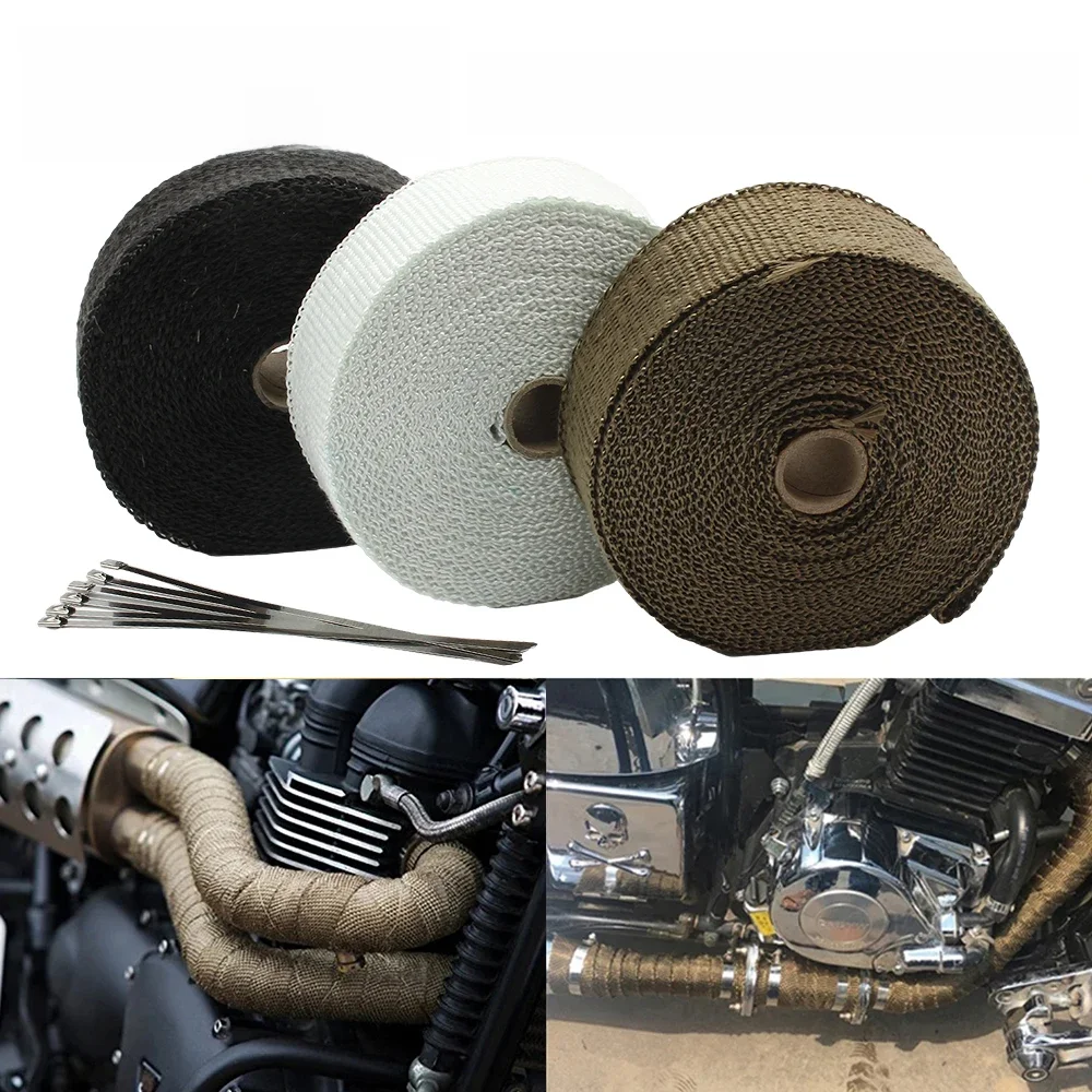 AliExpress PowerMotor Enduro Exhaust Thermal Band Motorcycle Muffler Heat Wrap Protection 5cm 5M 10M 15M 20M Tape Bandage Car Dirt Pit Bike Motocross