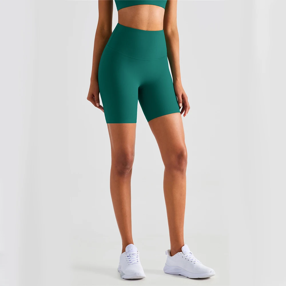 Pantaloncini sportivi da donna Leggings da Yoga tessuto con filettatura a vite buona elastico a vita alta stretto da corsa ciclismo palestra