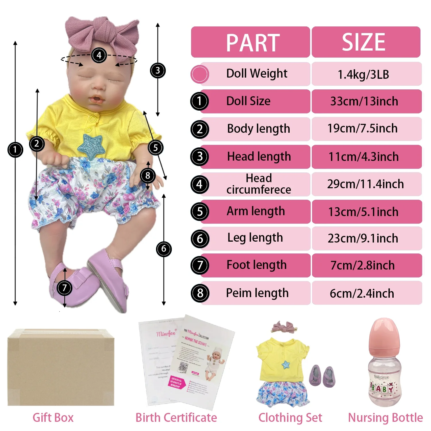 Wet&Dry 13Inch Reborn Doll Silicone 35 CM Handmade Artist Reborn Baby Girl Can drink/ can pee boneca reborn doll