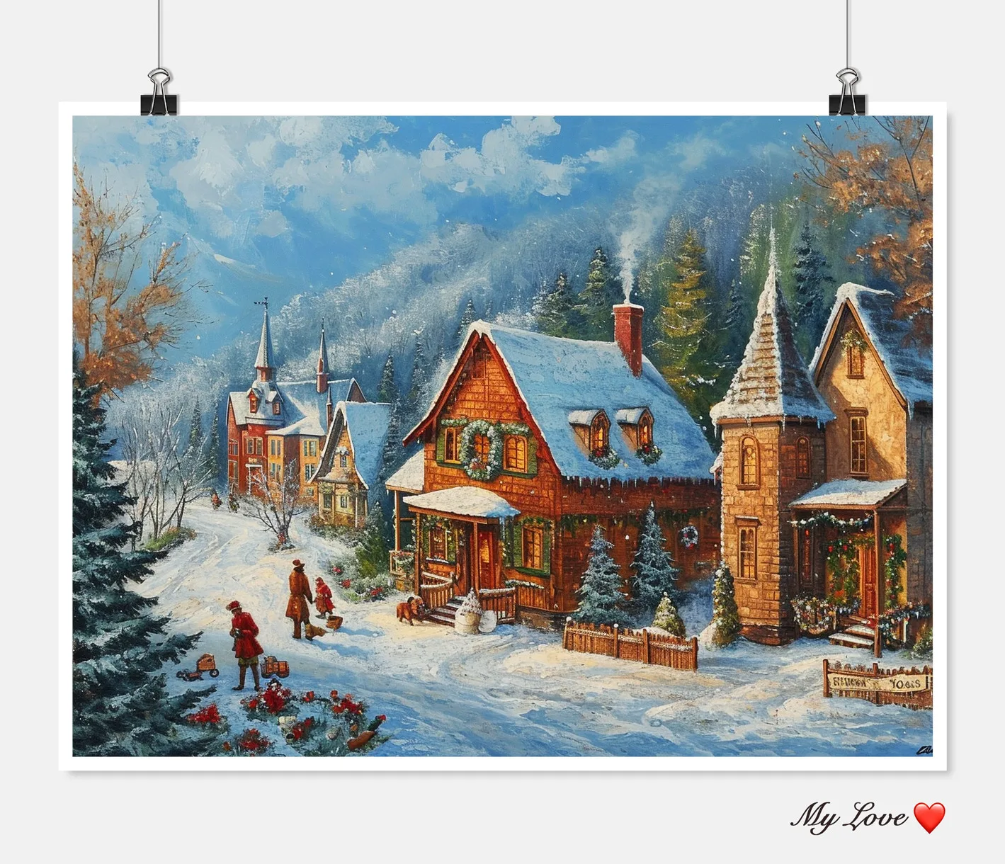 Embroidery Counted Cross Stitch Kits Needlework - Crafts 14 ct DMC Color DIY Arts Handmade Decor - Christmas Village 7