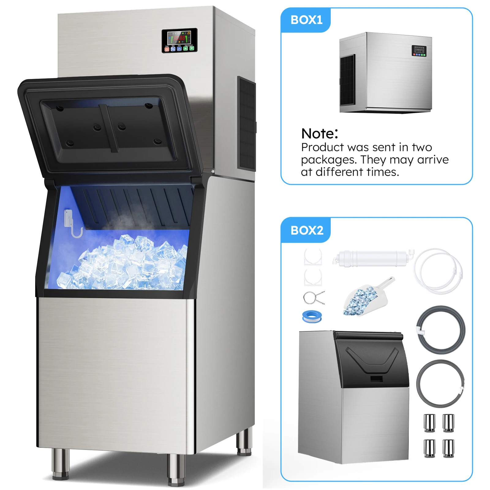 

Commercial Ice Machine, 156 Ice Cubes Ice Ready in 5-12 Mins, Automatic Cleaning, Upgraded Compressor for Bar/Restaurant/Coffee