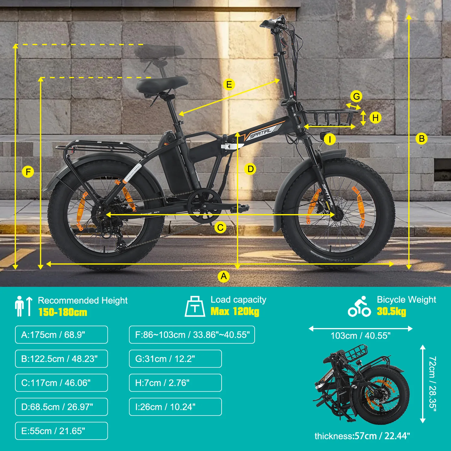 Bicicleta eléctrica plegable para adultos SPATIAL ParrotMini1.0, bicicleta eléctrica de 48 V y 13 Ah, bicicleta de montaña con neumáticos anchos de 20 pulgadas, potente motor con un par de 70 Nm, bicicleta eléctrica para desplazamientos urbanos.
