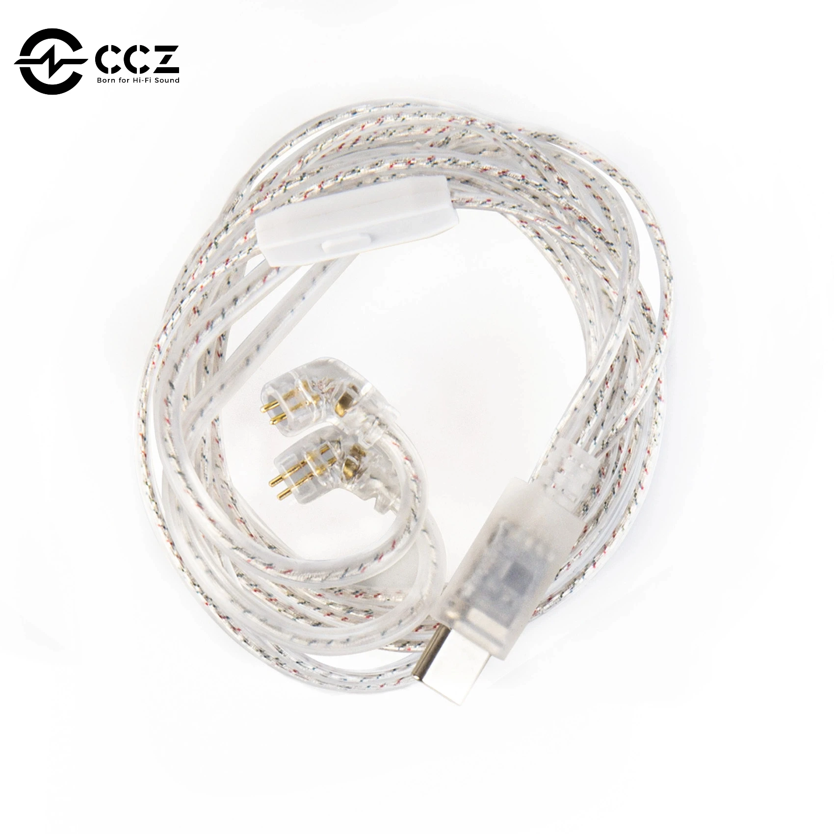 CCZ C03 Двойной параллельный посеребренный OFC type-c с микрофоном Сменный кабель для наушников, совместимый с ZS12 PRO X/ZA12/EDX PRO/ZAR