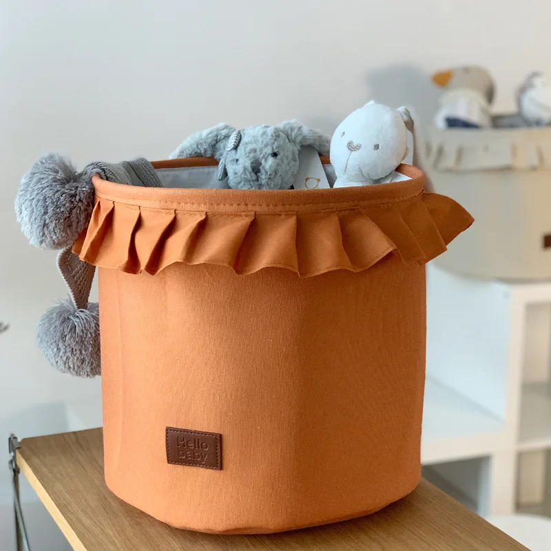 SCALLOP TOP BABY ROUND STORAGE BASKET LOVELY REUSABLE FOLDING TOYS  CLOTHING ORGANIZER WASHABLE DURABLE NEATING LAUNDRY BIN