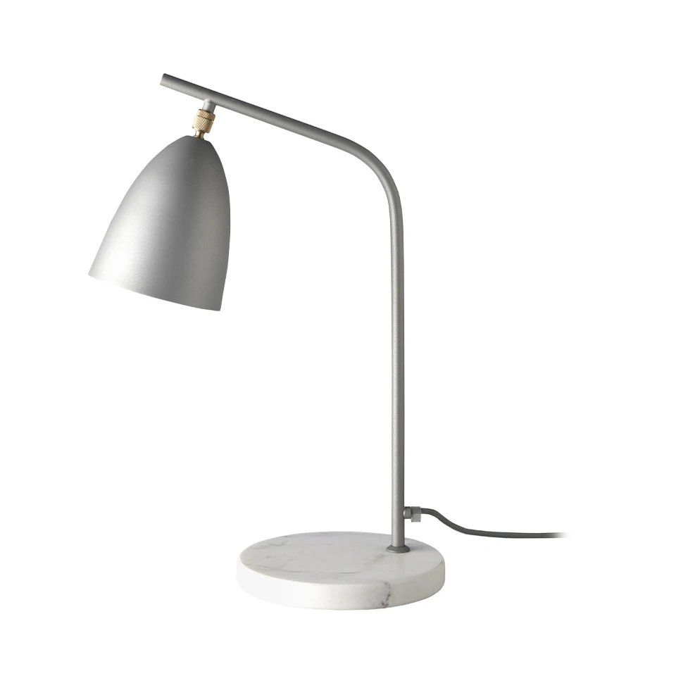 8037 table lamp Angel Cerdá-table lamp with similar calacatta porcelain marble base and directional display in stainless steel painted in gray color epoxy