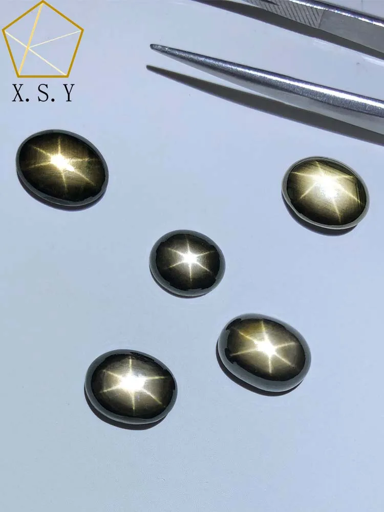 Natural non-burnt yellow star sapphire egg face loose stone ring pendant earring bracelet can be certified