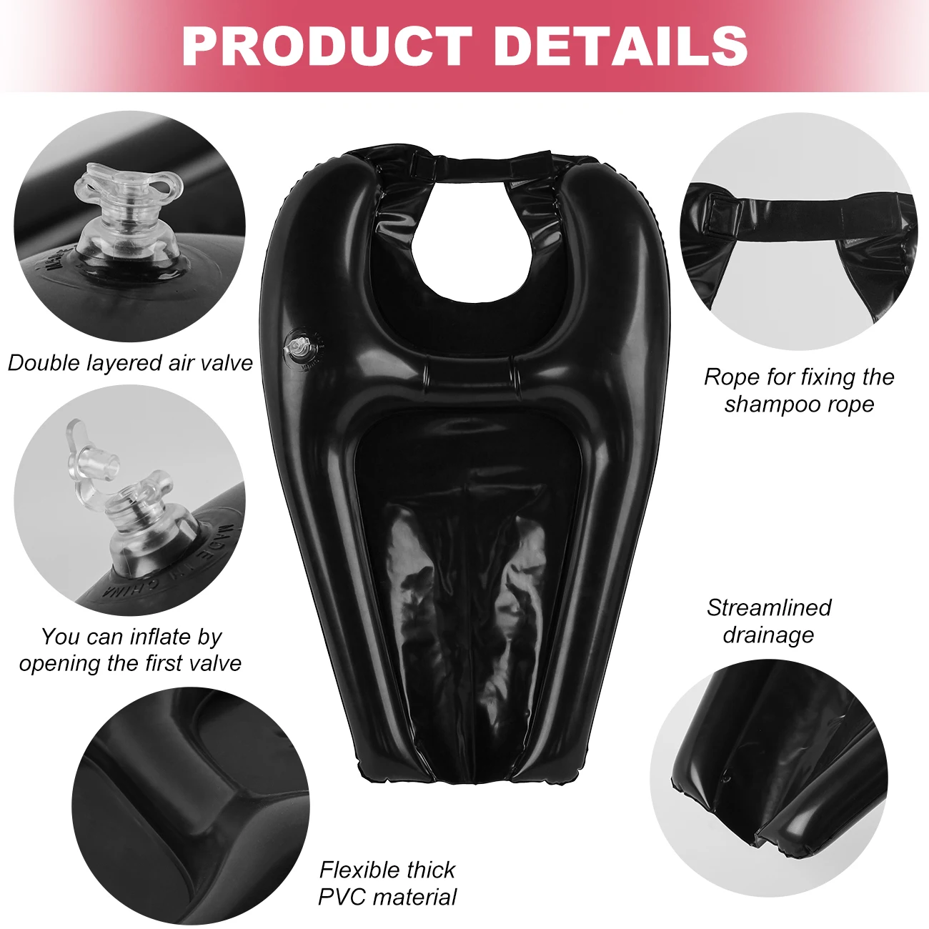 1PC Inflatable Shampoo Bowl, Portable Hair Washing Tray for Bedside and in Bed, Lightweight Shampoo Basin for Elderly, Pregnant
