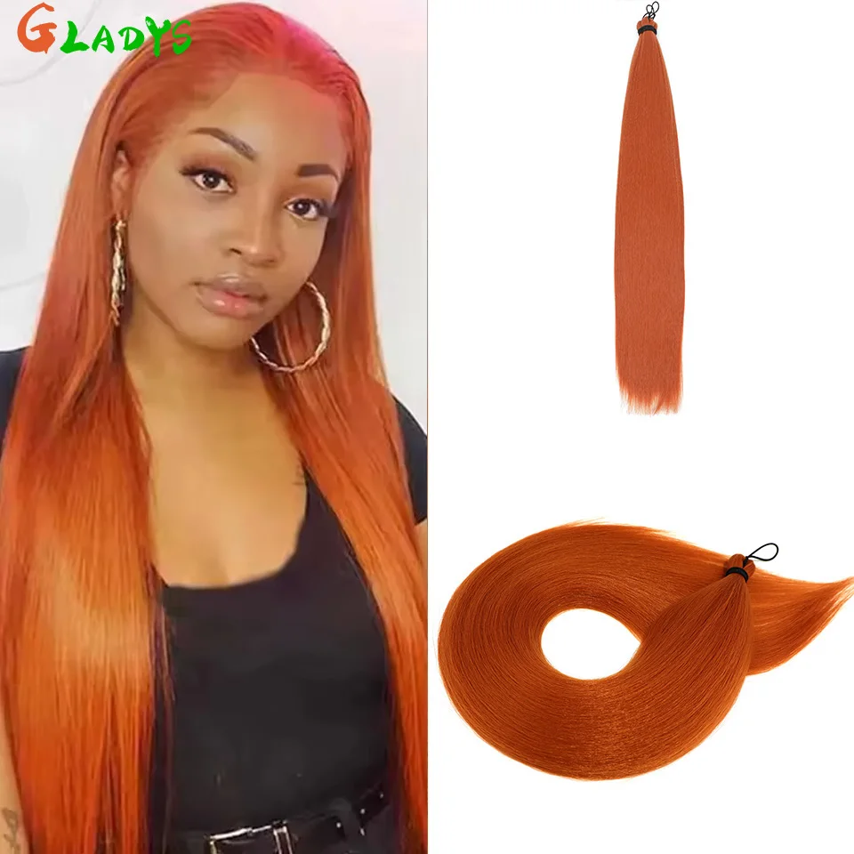 

3 Pcs/Lot Synthetic Braiding Hair ExtensionS 28 Inch High Temperature Fiber Straight Orange Color Crochet Hair Bundles Extension