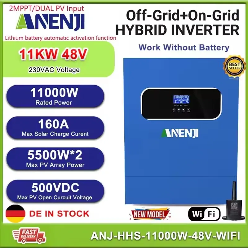 11KW 6.2KW 48V Hybrid Solar Inverter MPPT 230VAC Pure Sine Wave On Grid Photovoltaic Inversor 160A 120A Solar Controller PV 500V