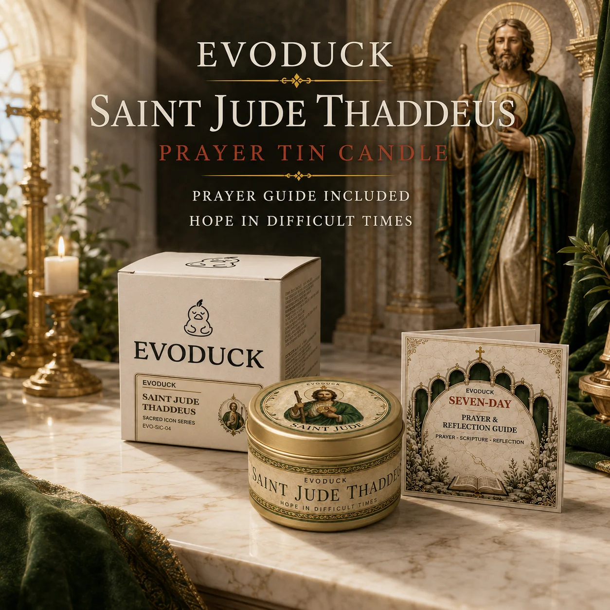 Bougie catholique Saint Jude Thaddeus, bougie de prière dévotionnelle en étain, décoration d'intérieur inspirée de la foi et de l'espoir, cadeau chrétien pour la famille