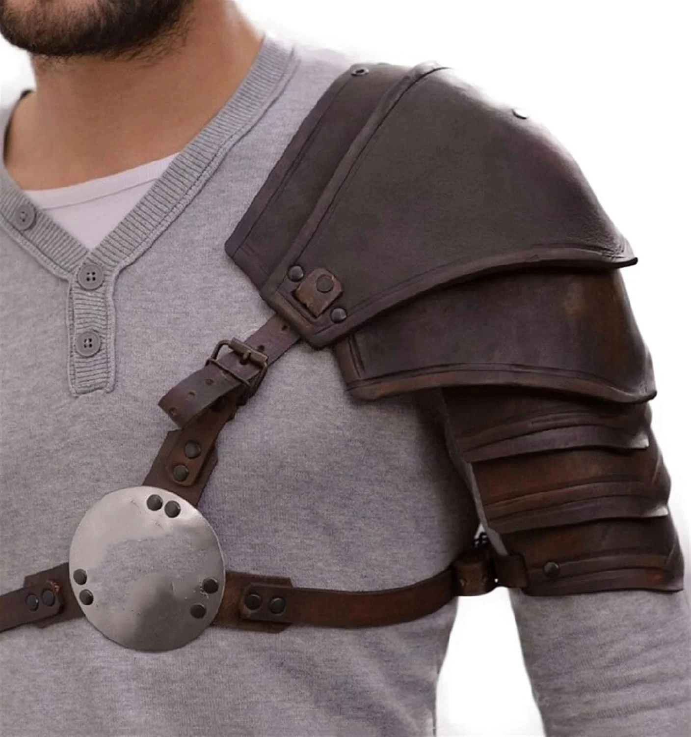 

Medieval Renaissance Single Shoulder Armor Adjustable PU Leather Gladiator Viking Knight Pauldrons Pirate Warrior Cosplay Props