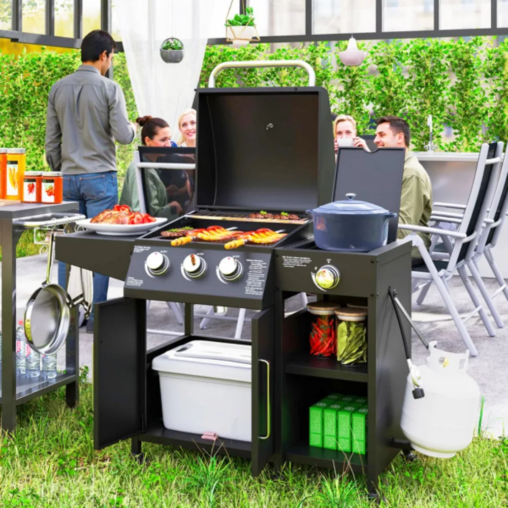 

3-in-1Portable Charcoal BBQ Grill Can use gas for Suitable for family gatherings and friends parties