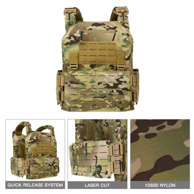 Imagem -03 - Tático Colete de Caça para Homens Camuflagem Placa Transportadora Molle Liberação Rápida Ajustar Cummerbund Airsoft Agilite Combat Gear