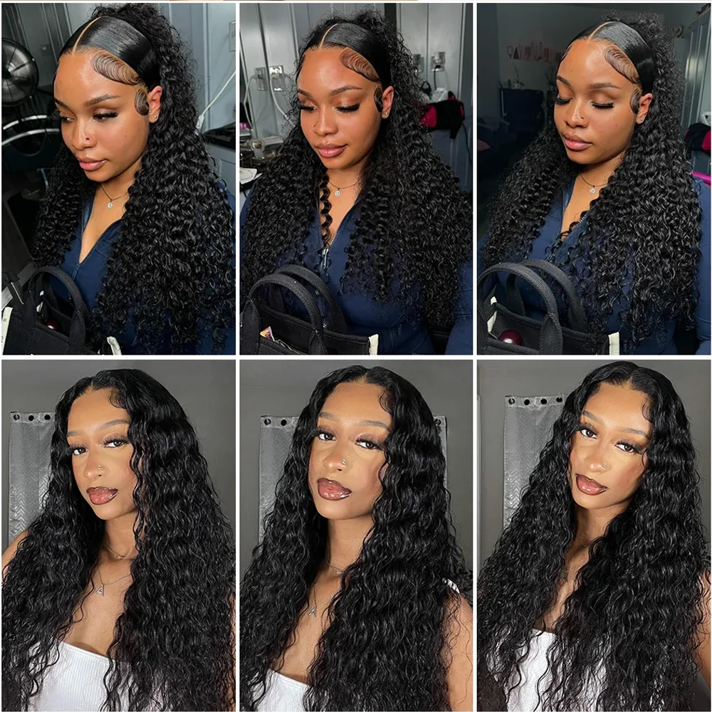 วิกผมแท้แบบไม่ต้องใช้กาว ขนาด 42 นิ้ว ความหนาแน่น 200% 5x5  แบบลอนลึก  วิกผมหน้าผากลูกไม้  วิกผมแท้แบบลอนหยิก x5  วิกผมหน้าผากลูกไม้