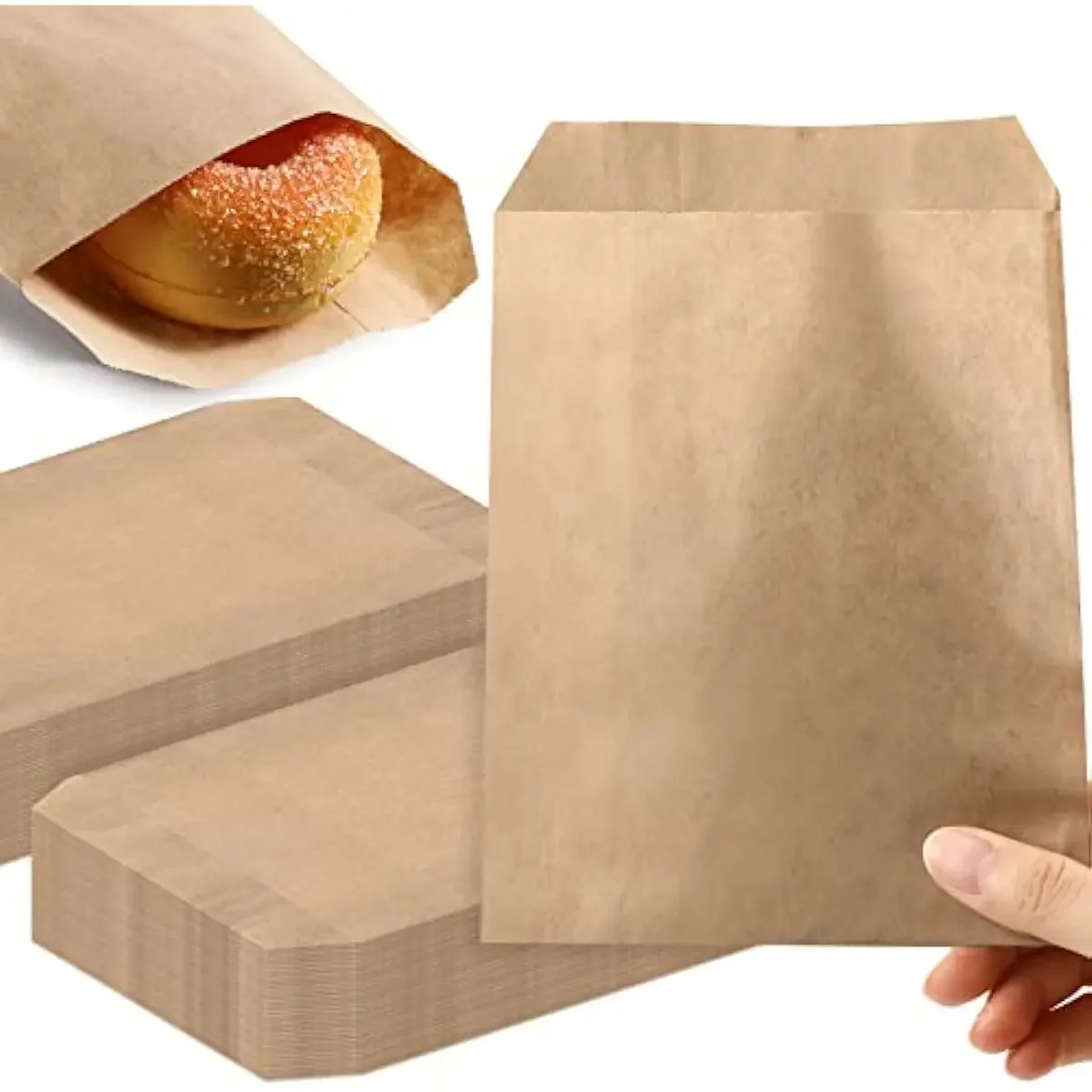 Sacs en argenterie Kraft, 100 pièces, enveloppes de cadeaux de fête, sacs de marchandises pour collation, biscuits, pop-corn, bonbons, Sandwich, cadeau