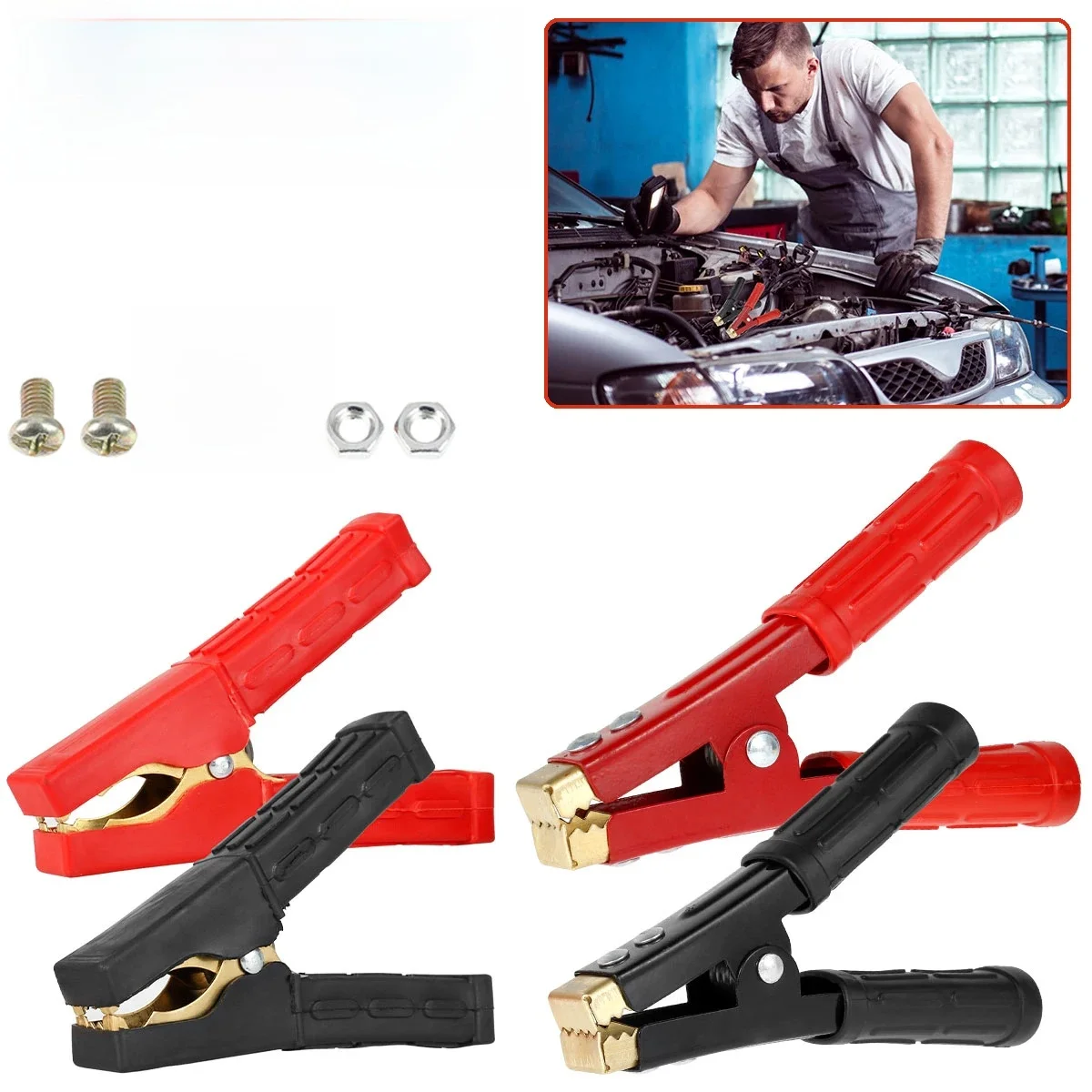 2 szt. 500-1000Amp czysta miedź zaciski krokodylkowe samochodowe Heavy Duty zaciski akumulatorowe Jump Lead Clip izolowane pełne ochronne — zdjęcie 2