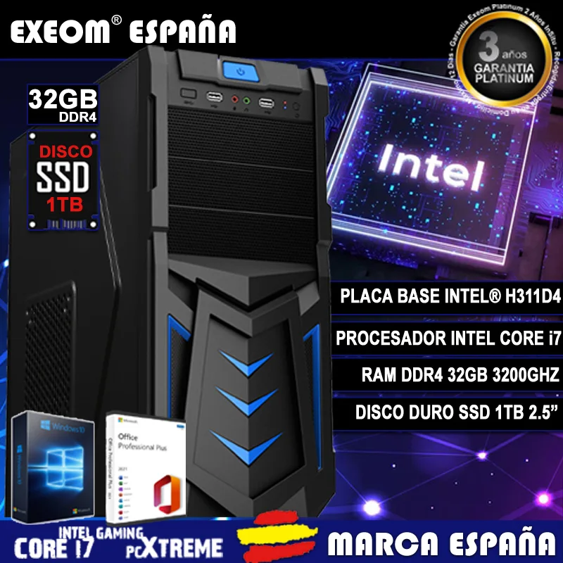 ORDENADOR SOBREMESA I7 32GB SSD 1TB WINDOWS 10/11