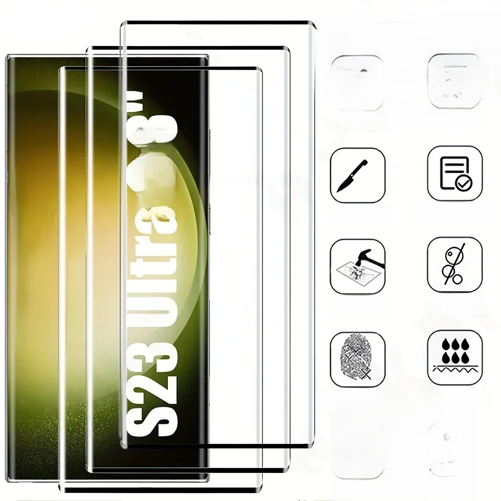 3 sztuki szkła hartowanego do Samsung Galaxy S23 S22 S21 S24 Ultra Curved Full Cover Hardness Curved Anti-Fingerprint Screen Protector — zdjęcie produktu 7