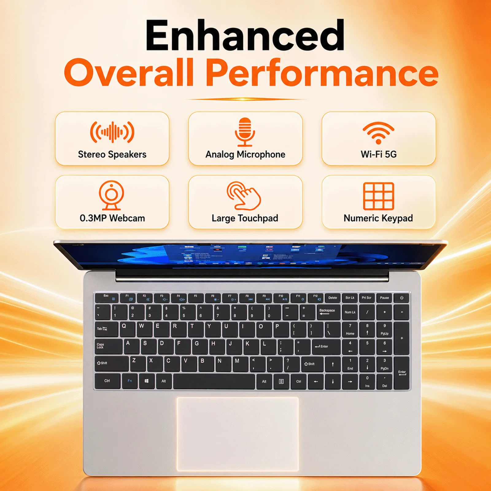 15.6 Inch Laptop Intel Celeron N3450 Quad Core,4GB/8GB RAM 128GB/256GB SSD DDR4, Full HD 1920x1080 IPS Display, Windows 11 Notebook, WiFi 5, HDMI, Webcam, Lightweight Computer for Study Office Business, France Stock Multi Language Keyboard Protective Fil