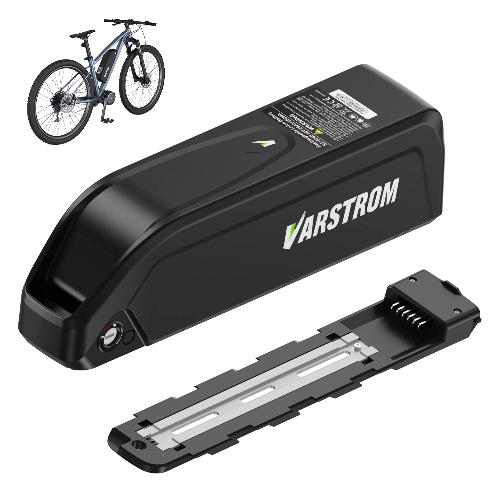 Varstrom Downtube Haiyue Version Elektrofahrrad-Akku 48V 20Ah 36V 20Ah 24Ah Akku 30A Smart BMS Lange Lebensdauer Original Leistungsstarker E-Bike Lithium-Akku Kleine Größe Kompakter Down-Tube-Akku