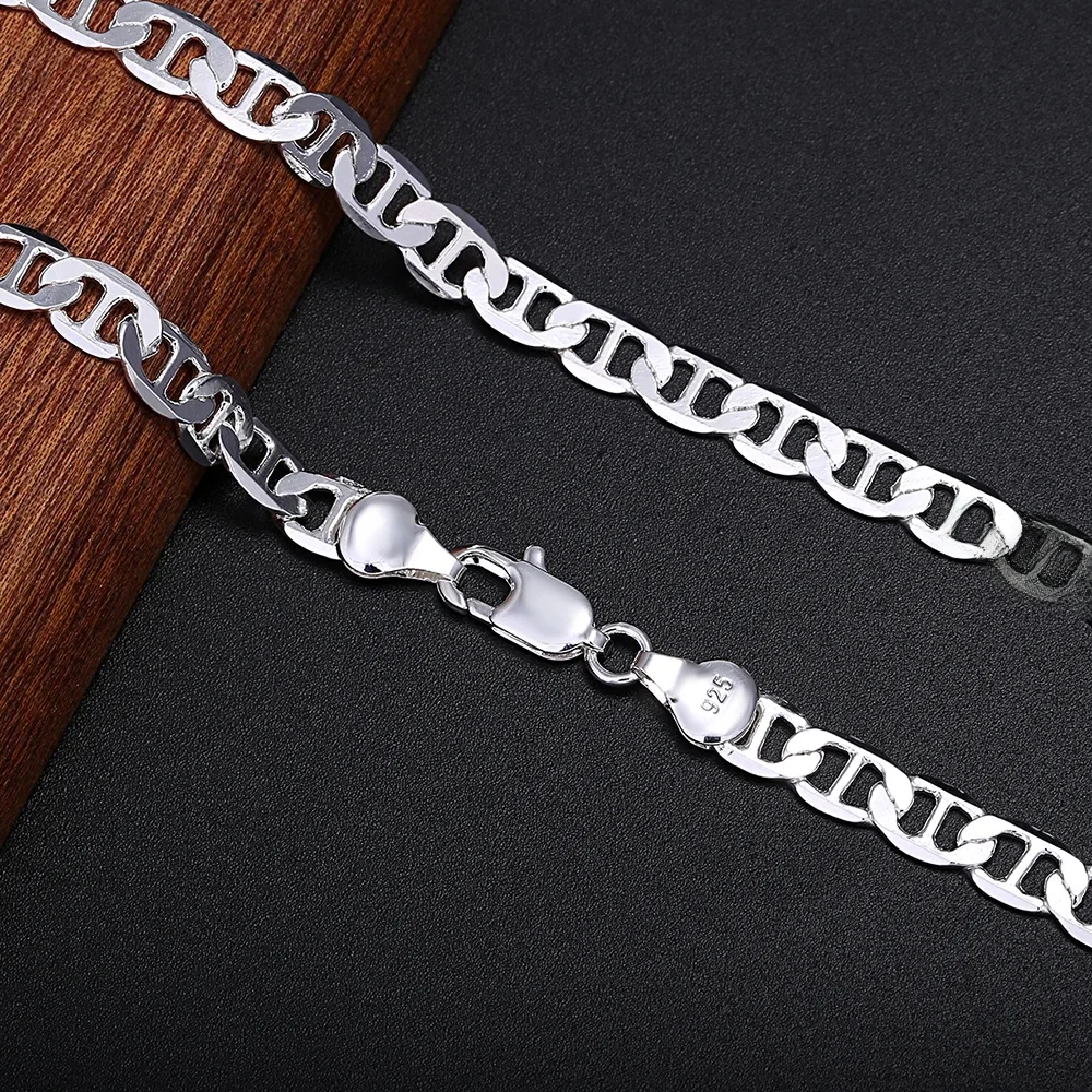 Collier en argent Sterling 925, 45-60cm, noble, luxe, magnifique charme, mode 6MM, garçon, hommes, solide, bijoux de fête de mariage pour femmes
