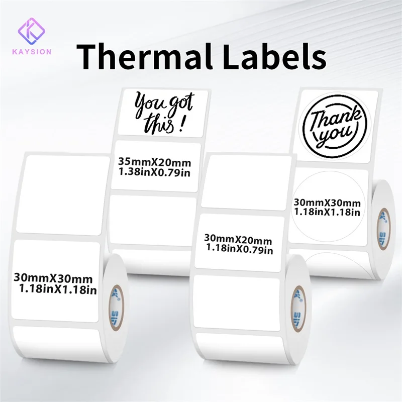 

KAYSION 30mm Wide Thermal Label Stickers White Waterproof Labels Paper DIY Tags Suit for SINMARK Phomemo Portable Printer