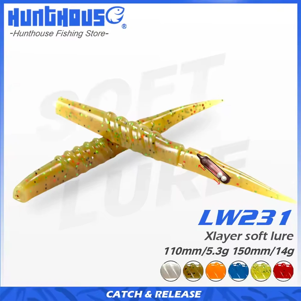 Hunthouse Rattlesnake Weicher Angelköder 150 mm/14 g/4 Stück mit Rasseln, PVC-Material, Köder zum Angeln auf Hecht, Barsch, Fisch LW231