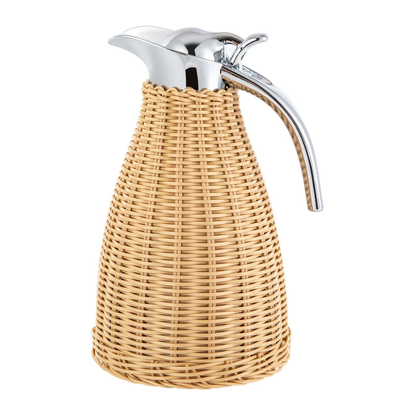 

Stainless Steel Coffee Thermal Jug, Double Walled Vacuum Insualted Jug, Rattan Thermal Jug