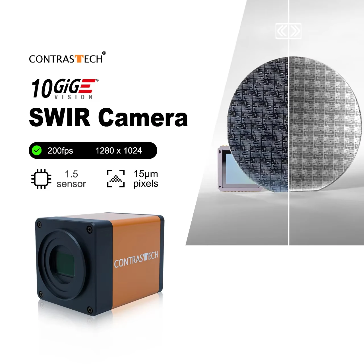 5MP Long Range Zoom SWIR Camera IMX992 165fps Short Wave Infrared TEC Cooled 10GigE Industrial Imaging for InspectionCONTRASTECH