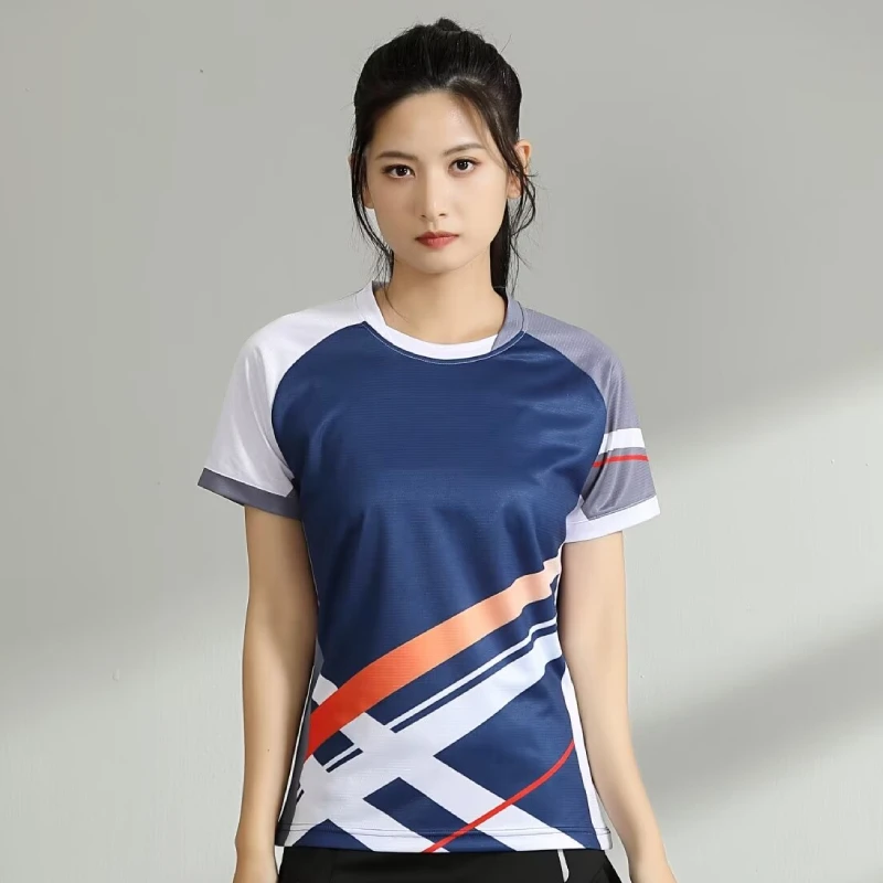 Frauen Badminton Tennis Shirts neuen Stil benutzer definierte Tischtennis Kleidung 3D-Druck schnell trocken laufen Kurzarm Yoga Trikot