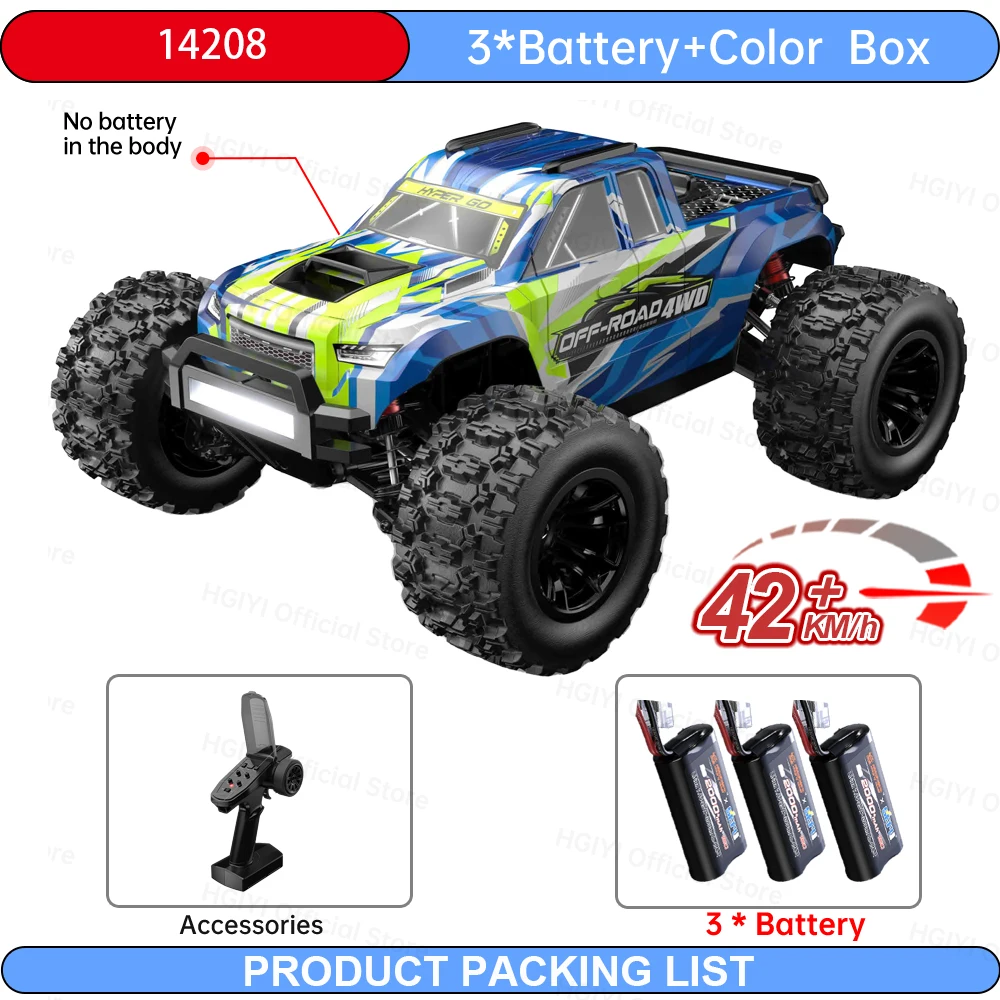 MJX HYPER GO NEW 14208 1/14 42KM/H Professionelles RC Offroad-Auto 4WD Hochgeschwindigkeits-Drift-Rennauto Bürstenmotor Monster Trucks Fernsteuerung Spielzeug Geschenke für Erwachsene
